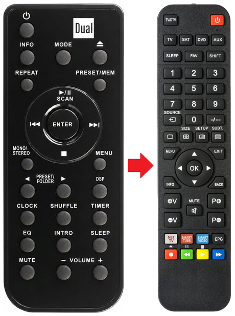 Afstandsbediening geschikt voor DUAL DAB-555 productfoto
