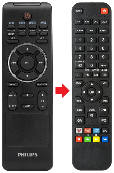 MCM277/12 PHILIPS afstandsbediening - vergelijking