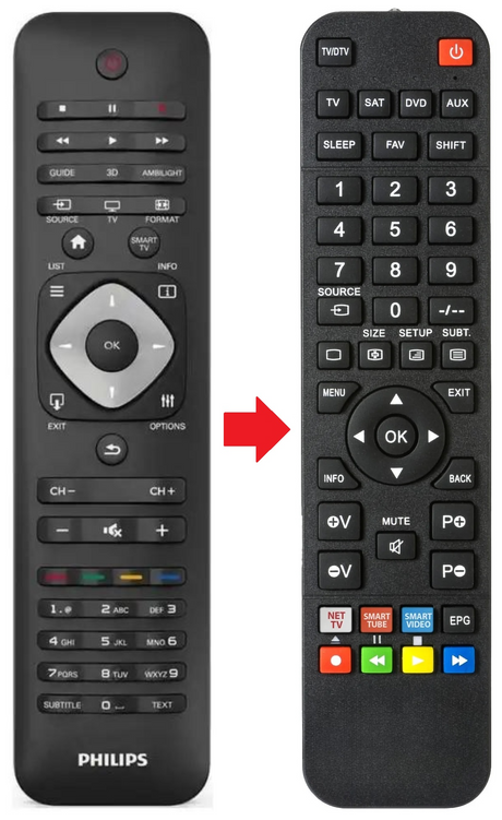 40PFL7007H PHILIPS afstandsbediening - productfoto