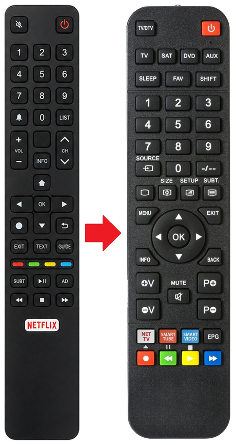 65C749 TCL afstandsbediening - vergelijking