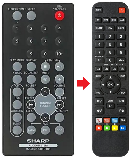 92L34900010101 SHARP afstandsbediening - productfoto