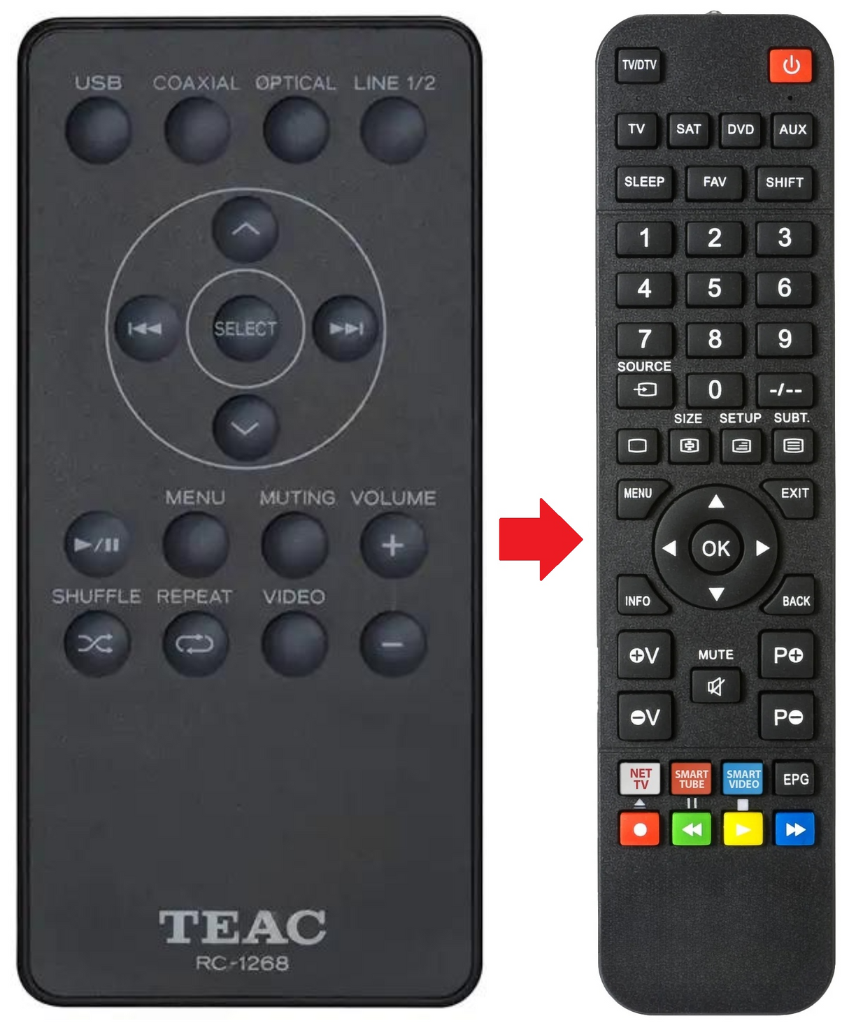A-H01 TEAC TEAK afstandsbediening - productfoto