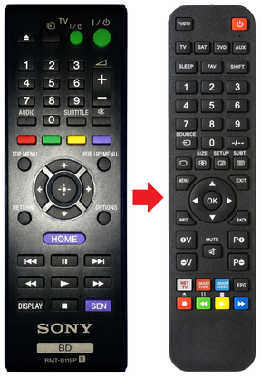 Afstandsbediening geschikt voor SONY BDP-S190 productfoto