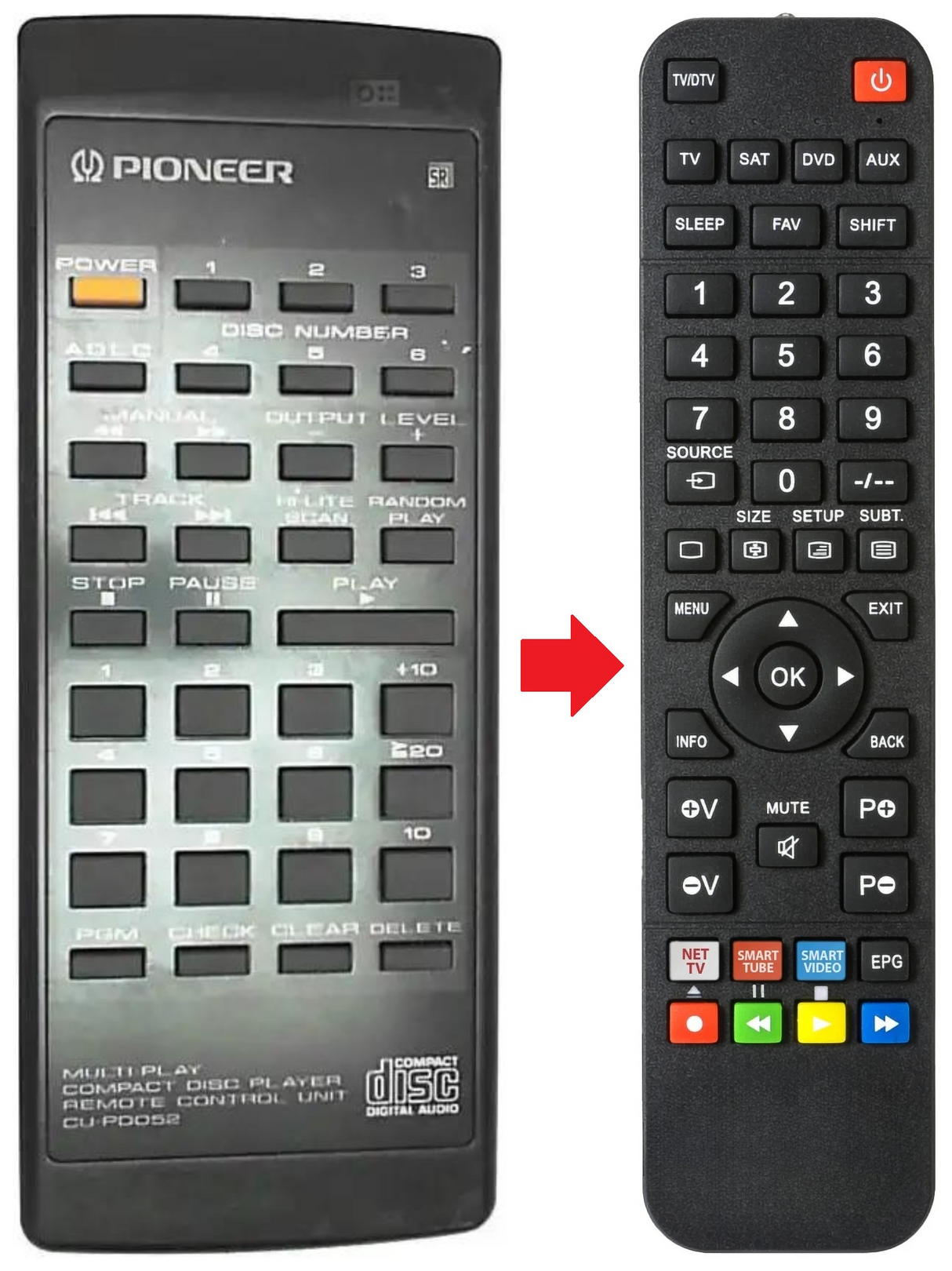 CU-PD052 PIONEER afstandsbediening - productfoto