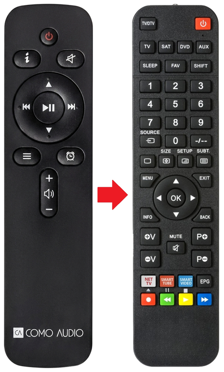 DUETTO COMO AUDIO afstandsbediening - vergelijking