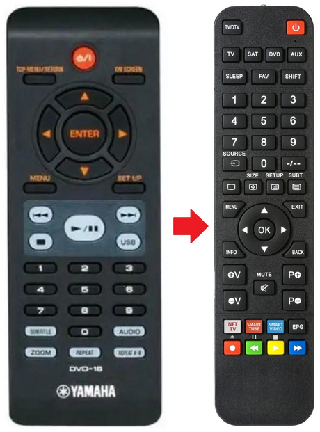 DVD-16 YAMAHA afstandsbediening - productfoto