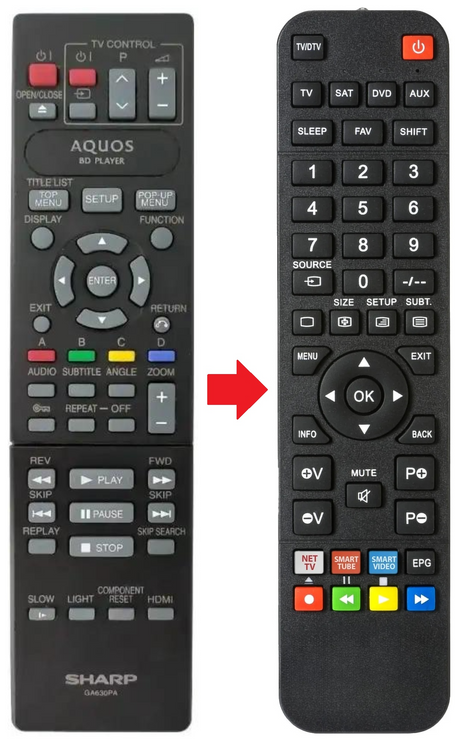 GA630PA SHARP afstandsbediening - productfoto