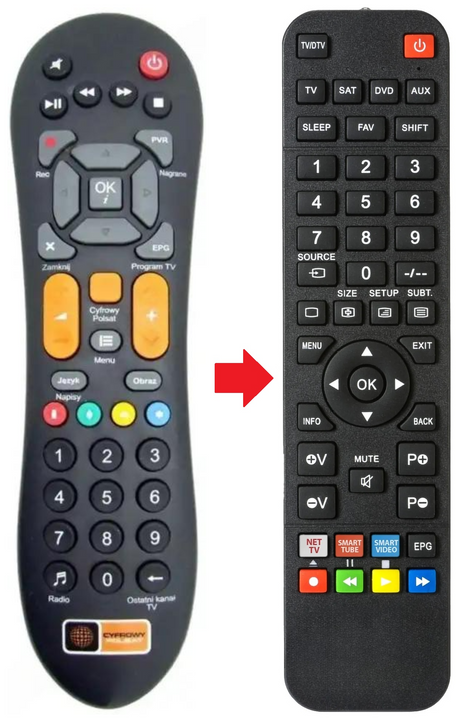 HD5500S CYFROWY POLSAT afstandsbediening - productfoto