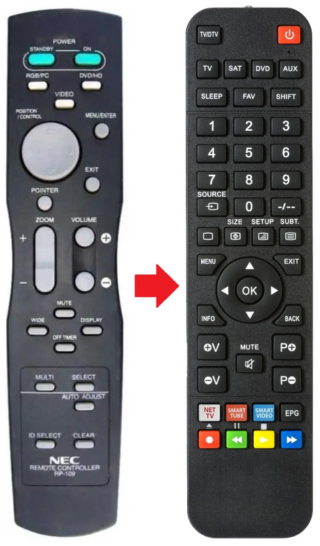 PX42VP4-PGU NEC afstandsbediening - productfoto