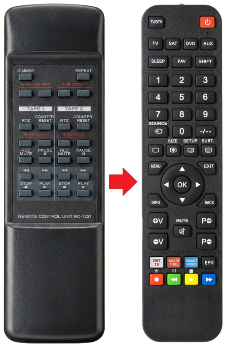 RC-1331 TEAC afstandsbediening - vergelijking