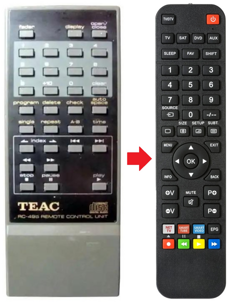 RC-495 TEAC TEAK afstandsbediening - productfoto
