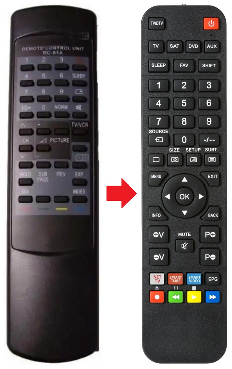 RC-61A AKAI afstandsbediening - productfoto