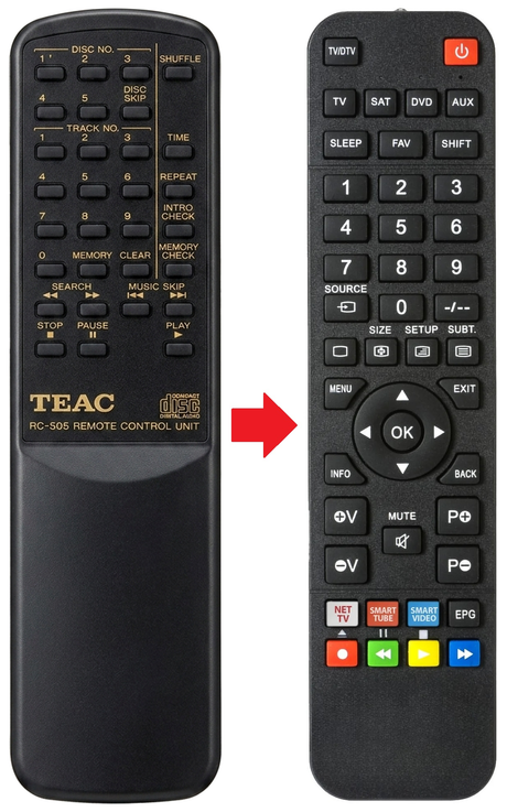 RC-769 TEAC afstandsbediening - vergelijking