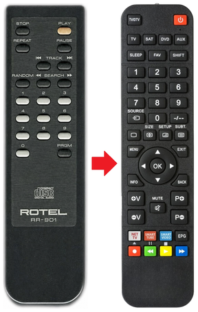 Afstandsbediening geschikt voor ROTEL RCD-965BX productfoto
