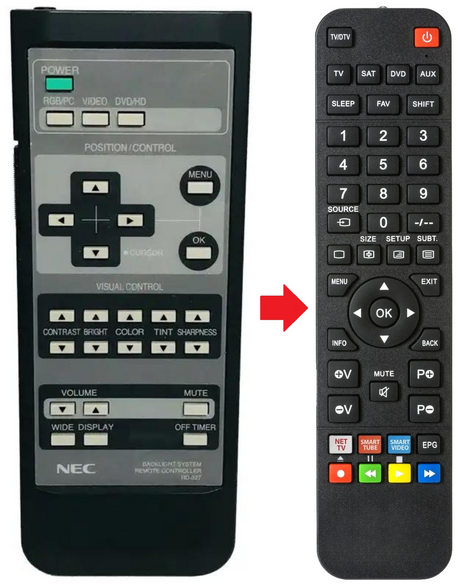 RD-327 NEC afstandsbediening - productfoto
