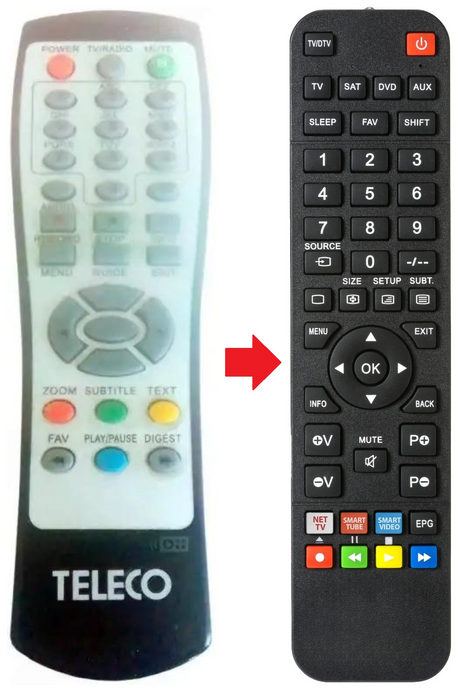 RDT1000C-PVR TELECO afstandsbediening - productfoto