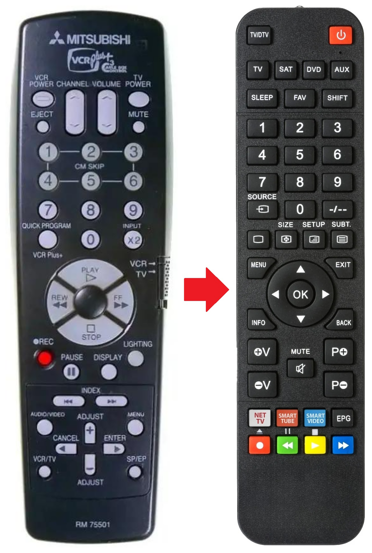 RM-75501 MITSUBISHI afstandsbediening - productfoto