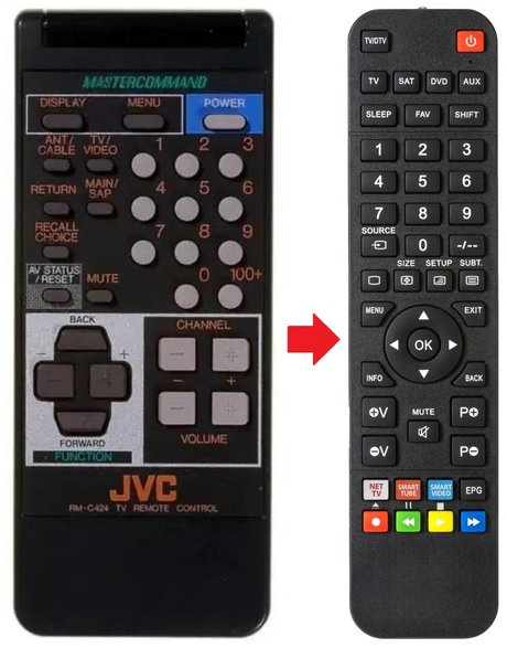 RM-C424 JVC afstandsbediening - productfoto