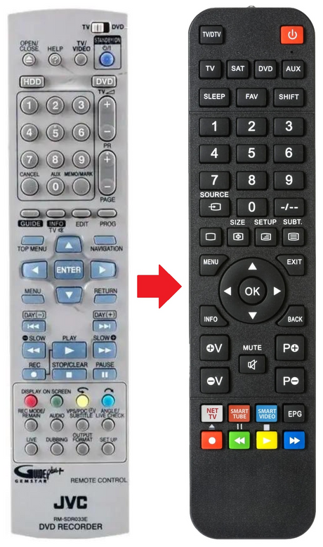 RM-SDR033E JVC afstandsbediening - productfoto