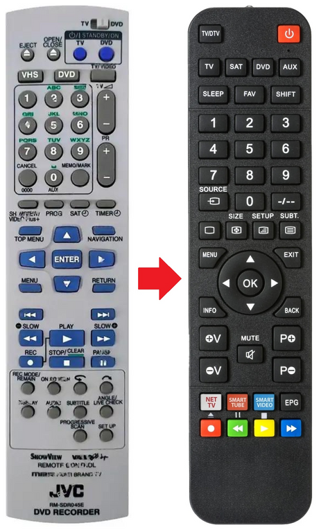 RM-SDR045E JVC afstandsbediening - productfoto