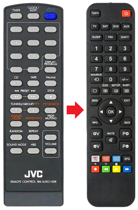 RM-SUXG100R JVC afstandsbediening - productfoto
