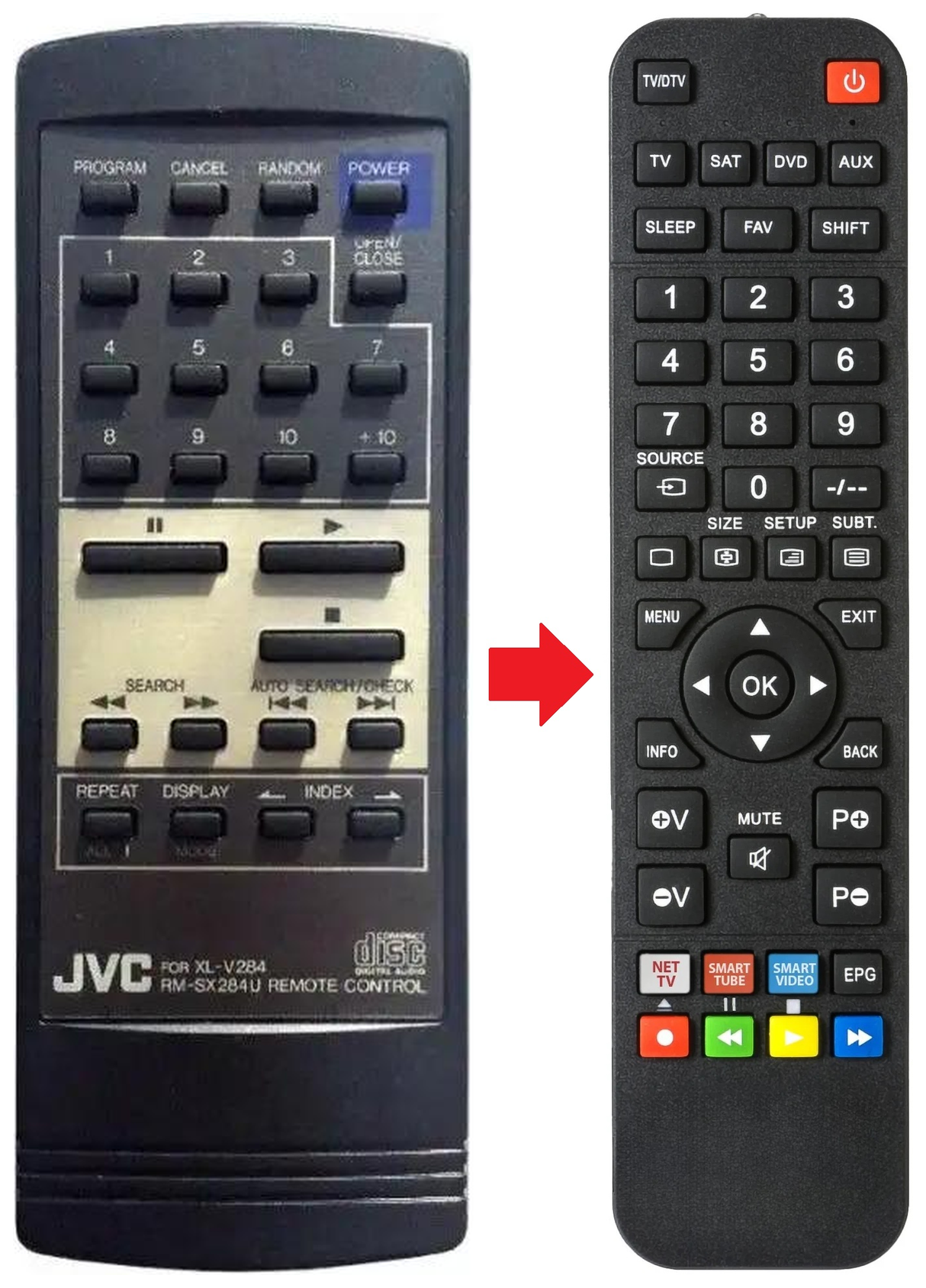 RM-SX274U JVC afstandsbediening - productfoto