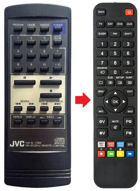 RM-SX284U JVC afstandsbediening - productfoto