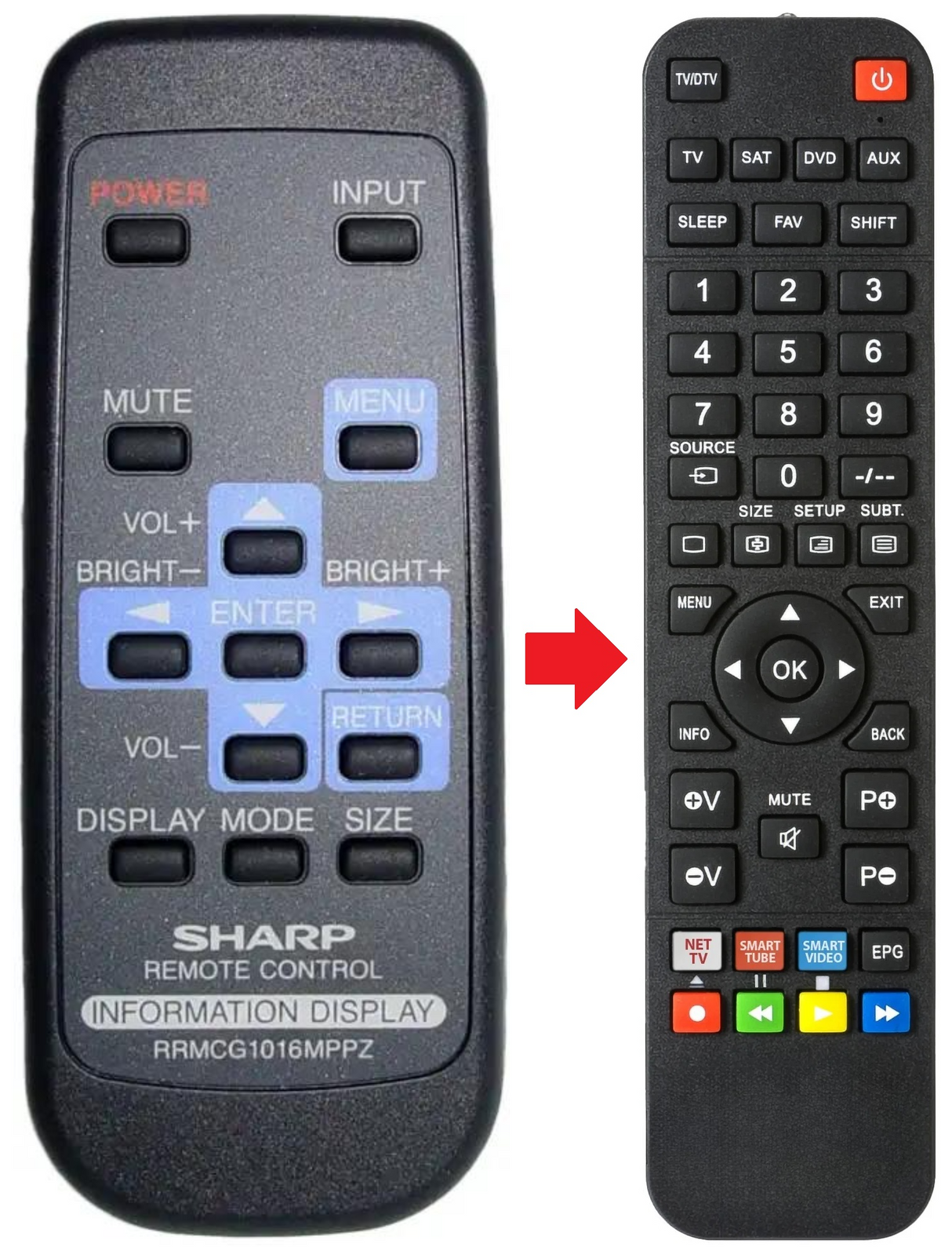 RRMCG1016MPPZ SHARP afstandsbediening - productfoto