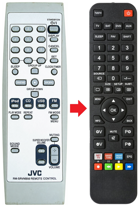 Afstandsbediening geschikt voor JVC RV-NB70B productfoto