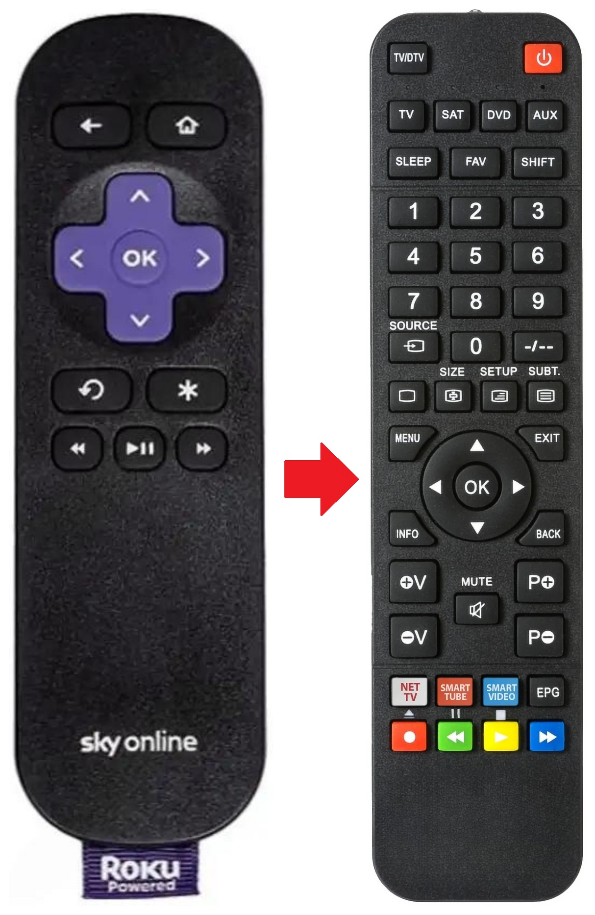 SKY-ONLINE ROKU afstandsbediening - productfoto