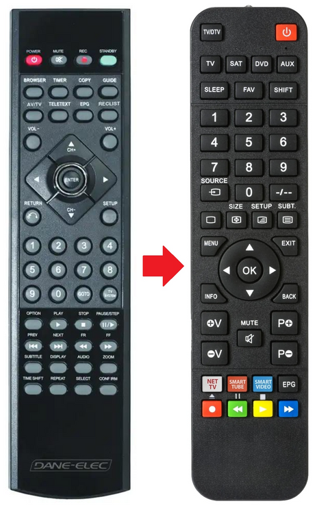 SO-WORLD-TV DANE ELEC afstandsbediening - productfoto