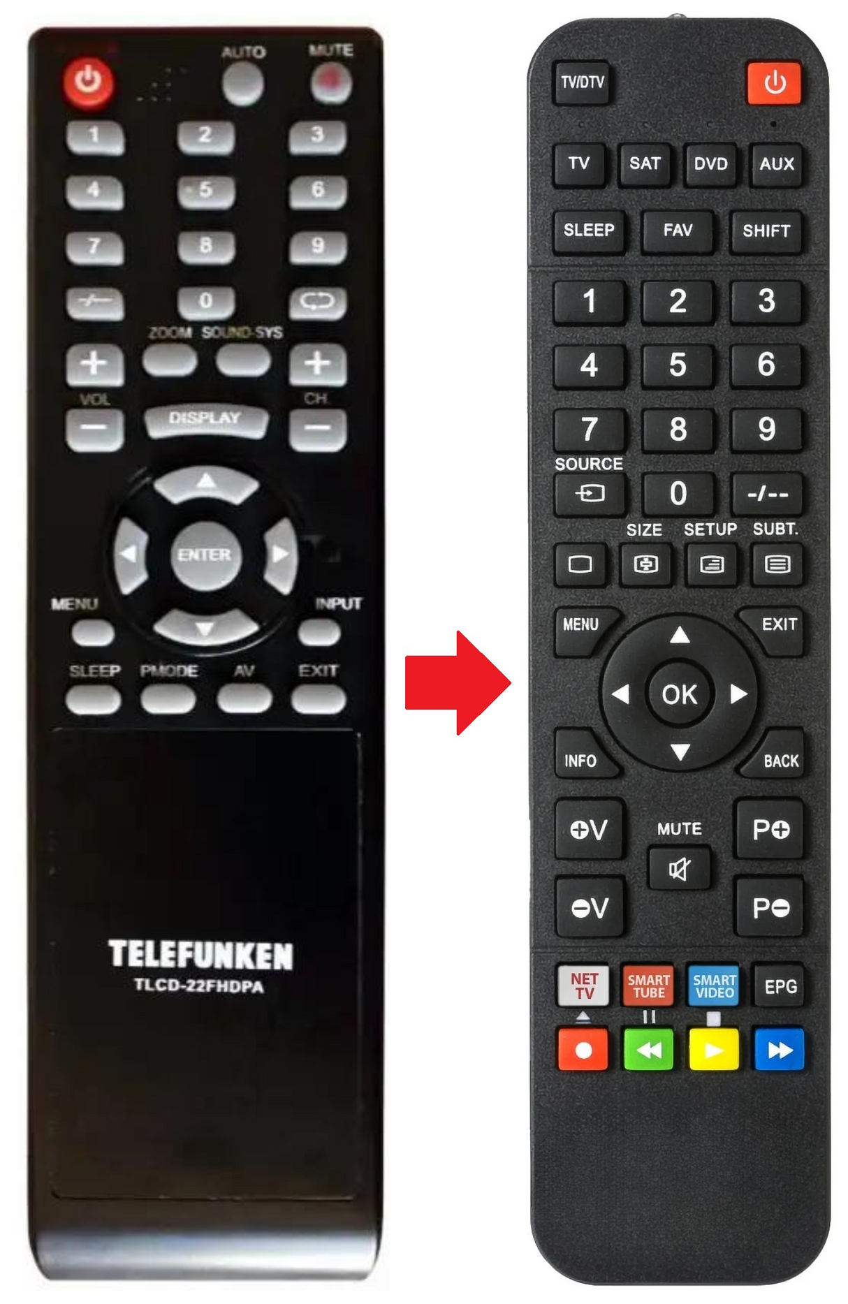 TLCD-22FHDPA TELEFUNKEN afstandsbediening - productfoto