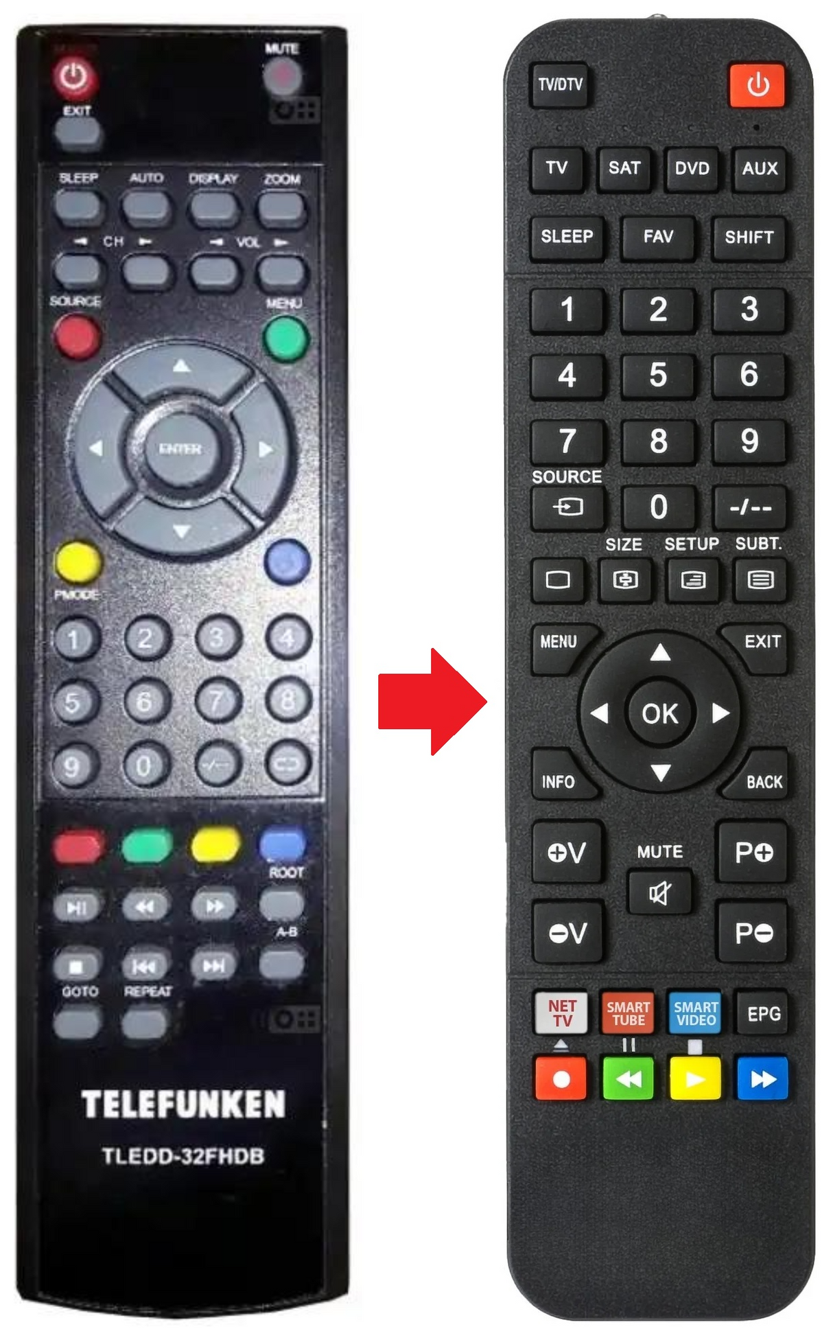 TLEDD-32FHDB TELEFUNKEN afstandsbediening - productfoto