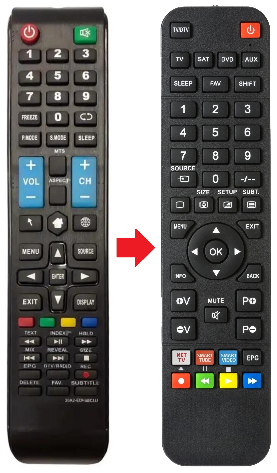 TV-EC43T2-SMART ECOLUX afstandsbediening - productfoto