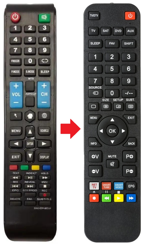 TV-EC43T2-SMART ECOLUX afstandsbediening - productfoto