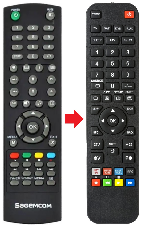 TWIN830THD SAGEMCOM afstandsbediening - productfoto