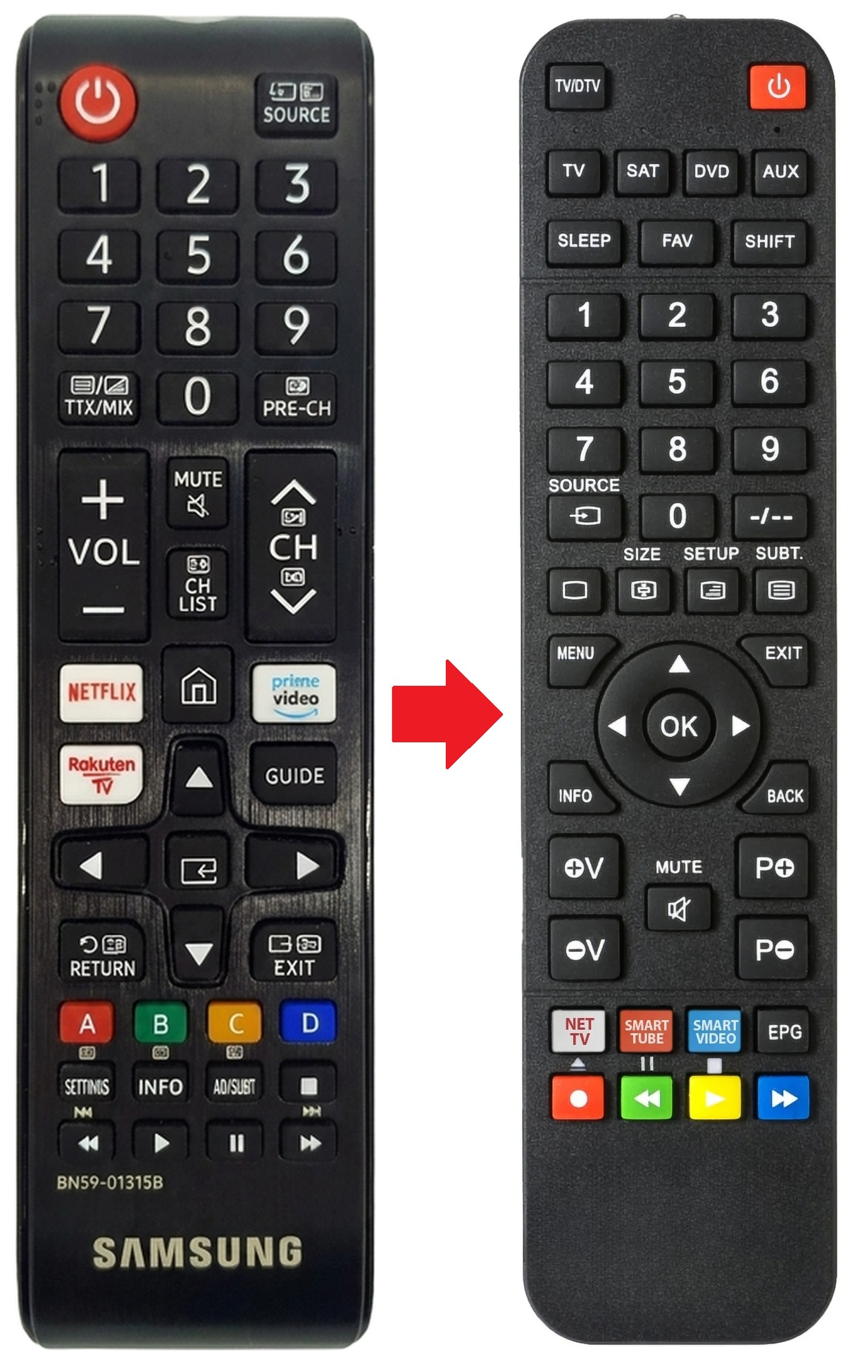 UE32T5372 SAMSUNG afstandsbediening - vergelijking