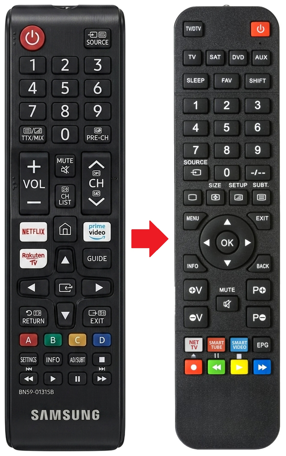 UE43NU7090UXZT SAMSUNG afstandsbediening - vergelijking