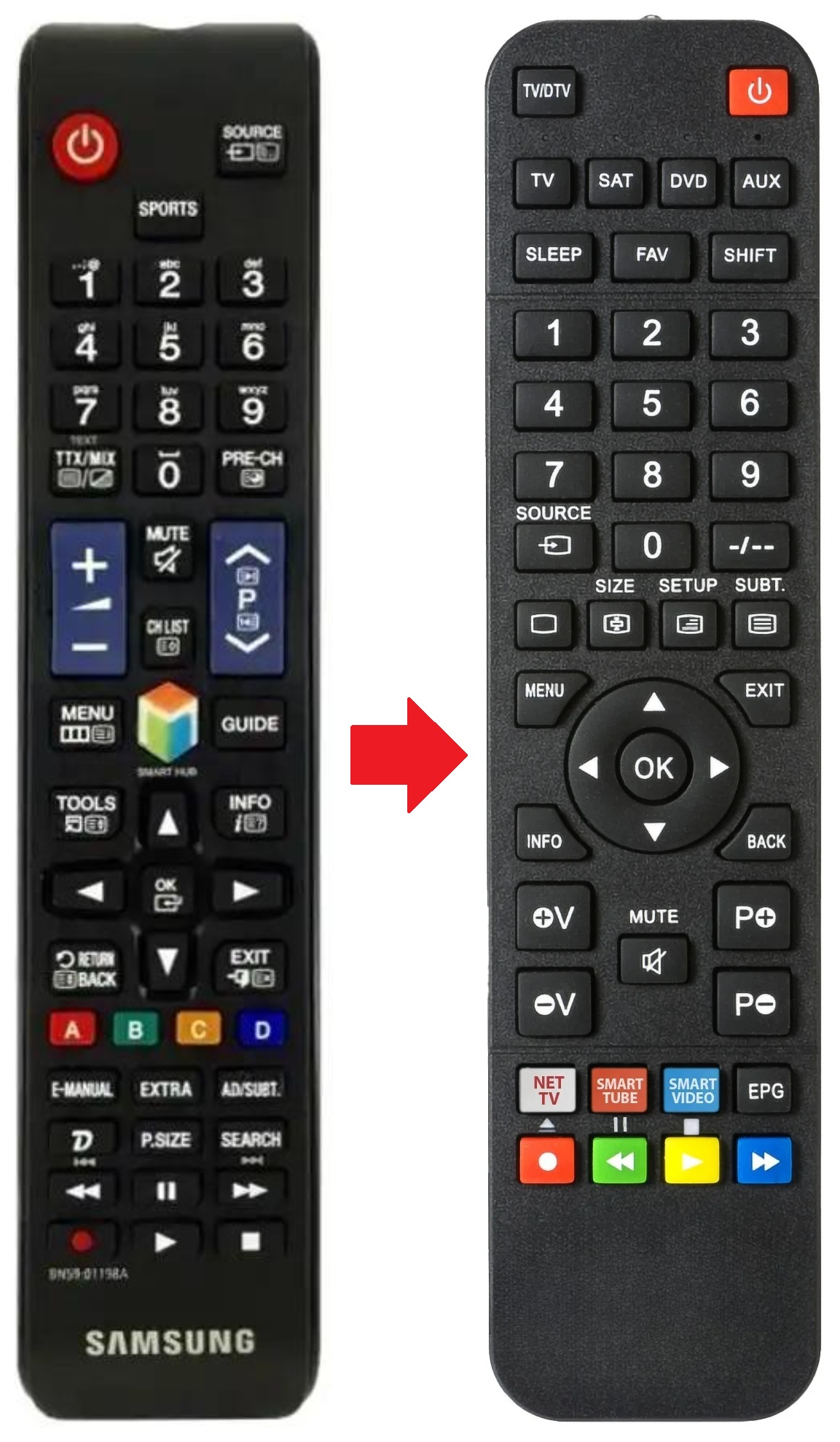 UE55J6289 SAMSUNG afstandsbediening - productfoto
