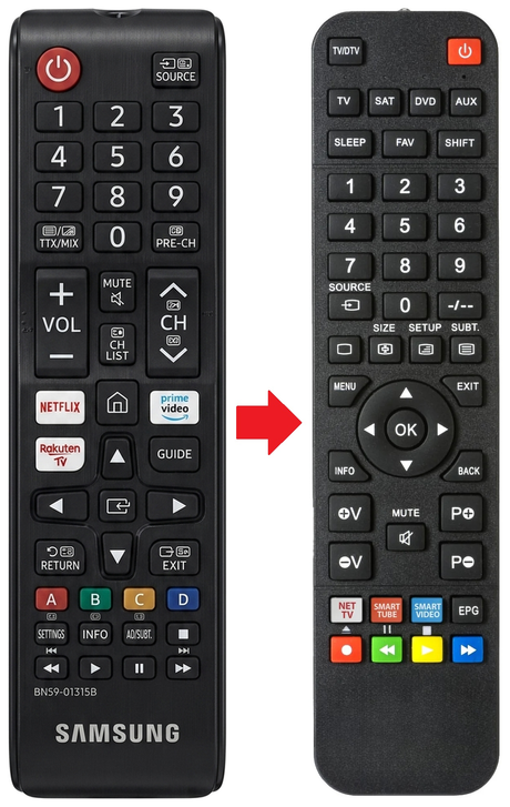 UE55TU7070UXZT SAMSUNG afstandsbediening - vergelijking