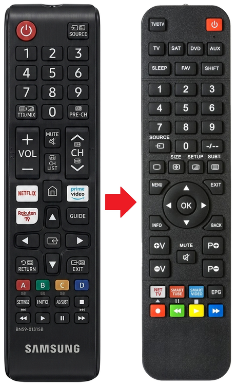 UE75RU7170UXZT SAMSUNG afstandsbediening - vergelijking