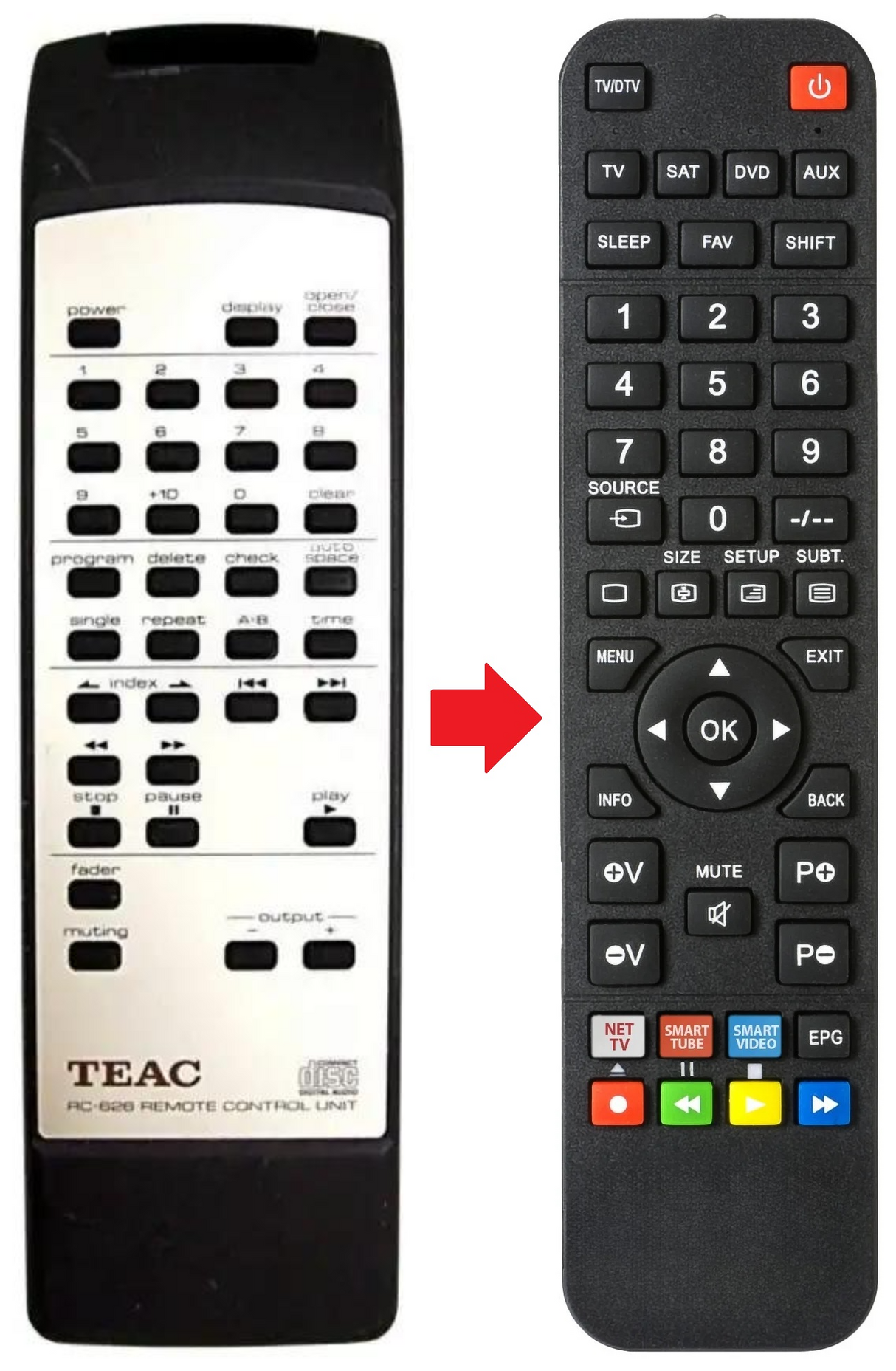 VRDS-9 TEAC TEAK afstandsbediening - productfoto