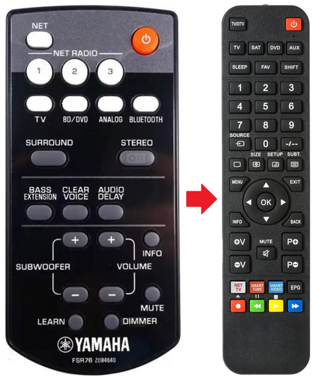 YAS-306 YAMAHA afstandsbediening - productfoto