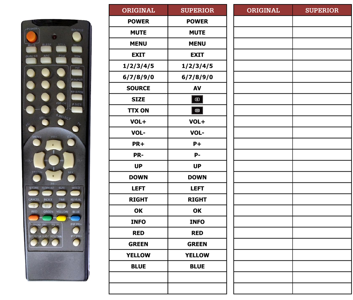 Superior key assignment PDF STRIPES-PD42HD